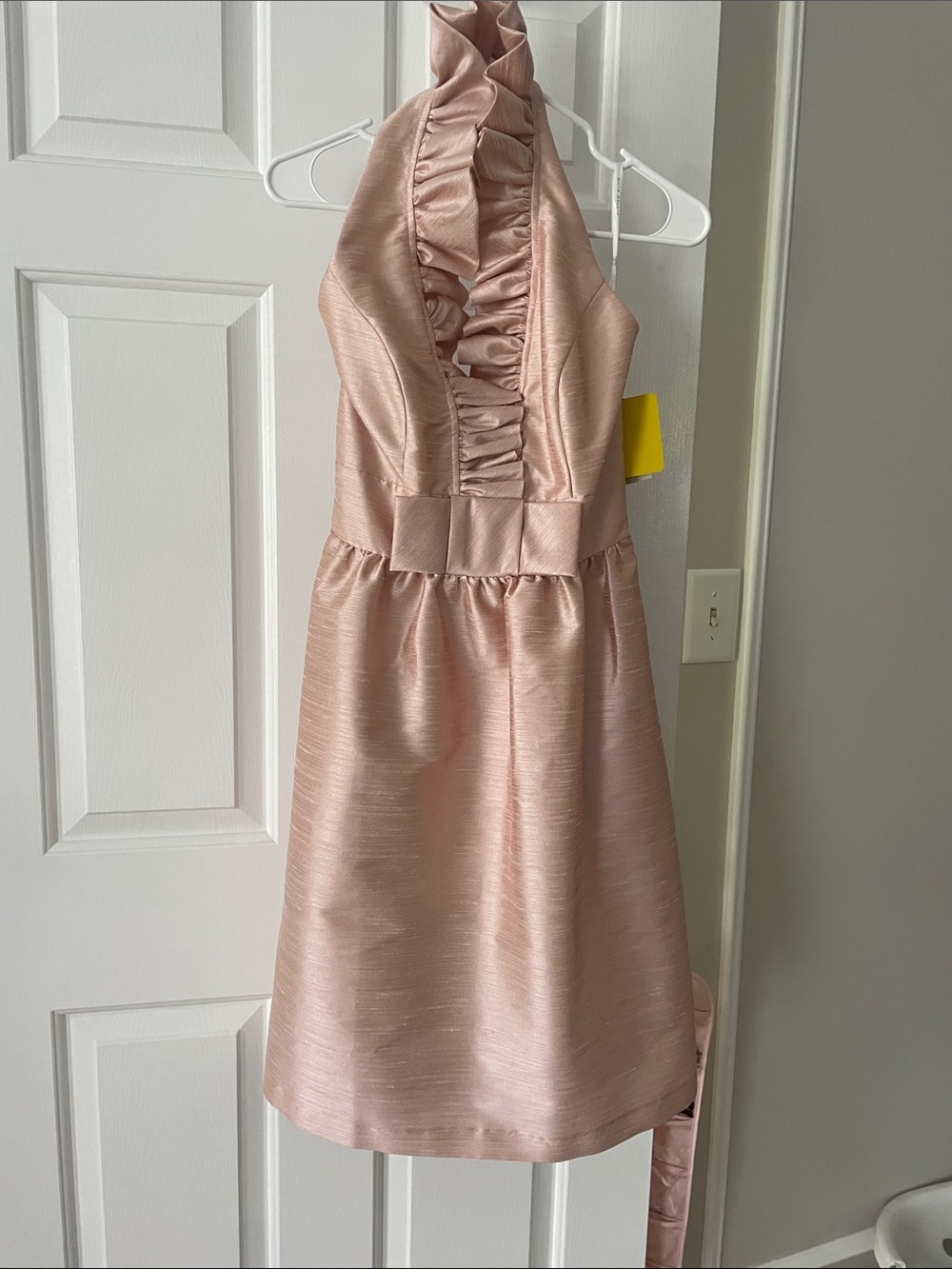 ALFRED SUNG Dusty Rose Ruffle Halter Formal Dress